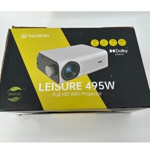 Vankyo Leisure 495W Full HD WiFi Projector 1080P Dolby Audio White Home Theater